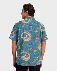 Waterman Surfing Santa Shirt - Real Teal
