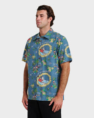Waterman Surfing Santa Shirt - Real Teal