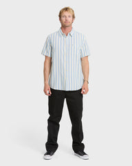 Oxford Stripe Classic Short Sleeve Shirt - Niagara