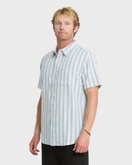 Oxford Stripe Classic Short Sleeve Shirt - Niagara