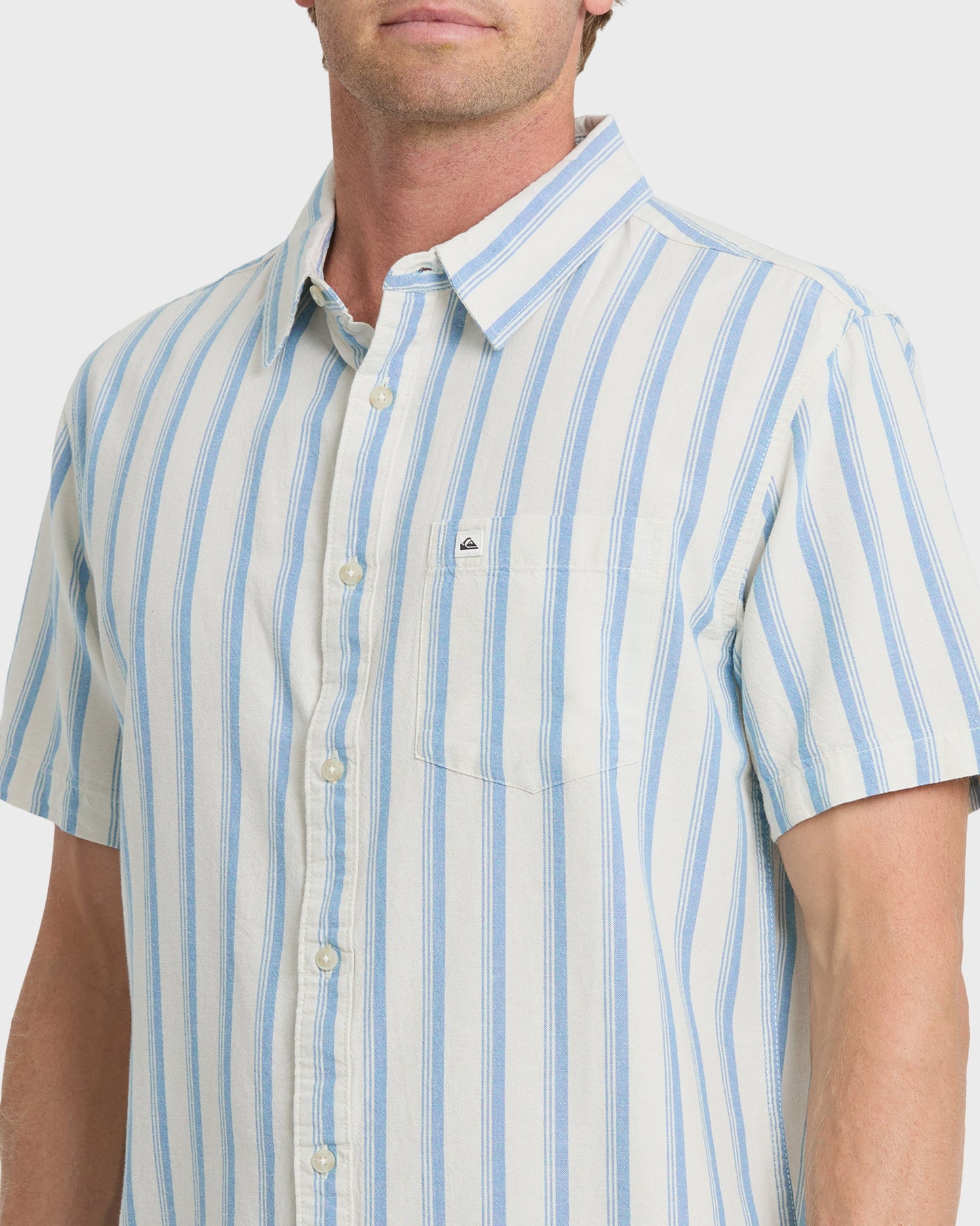 Oxford Stripe Classic Short Sleeve Shirt - Niagara