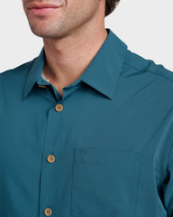 Chaser Short Sleeve Woven Shirt - Real Teal
