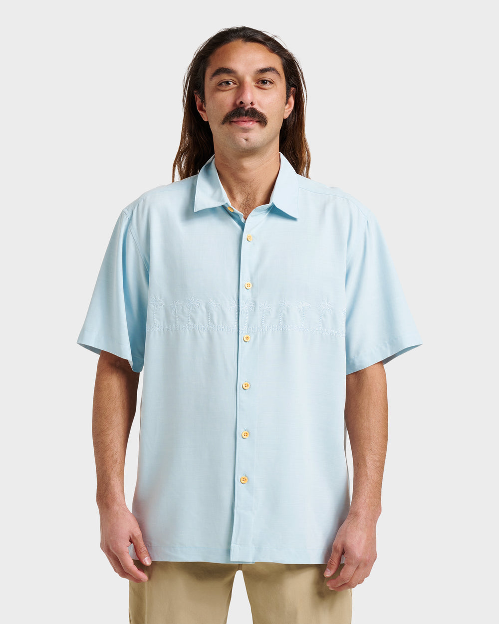 Waterman Tahiti Palms Premium Anti-Wrinkle Shirt - Sterling Blue