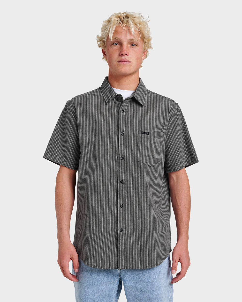 Oxford Stripe Classic Short Sleeve Shirt - Phantom