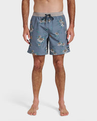 Everyday Coastal Flora 17" Swim Trunks - China Blue