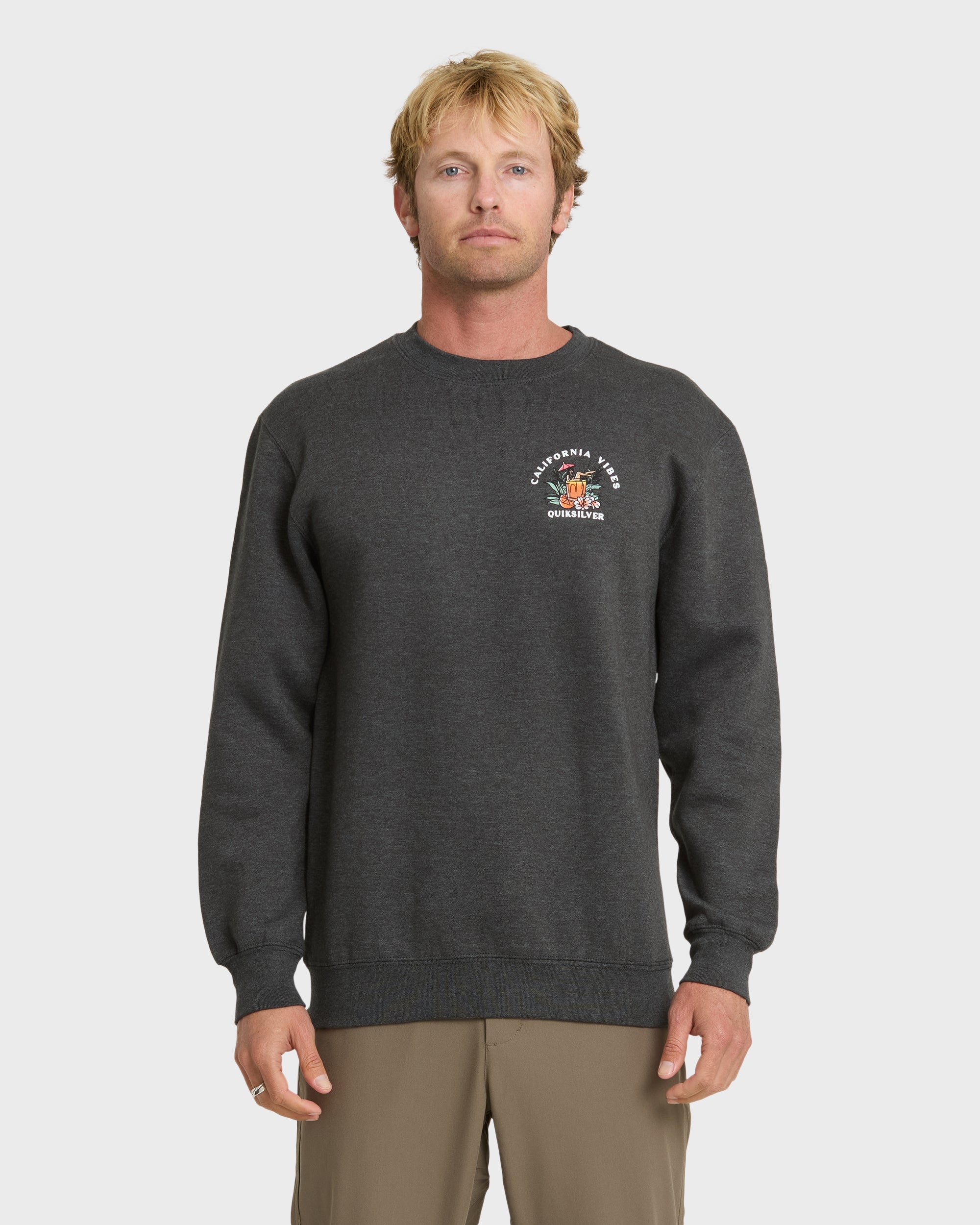 California Vibes Crew Fleece Sweatshirt - Charcoal Grey