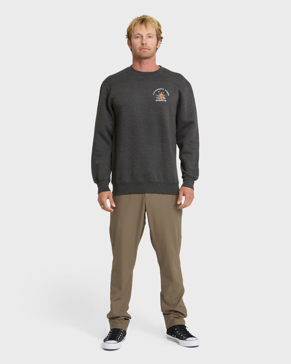 California Vibes Crew Fleece Sweatshirt - Charcoal Grey