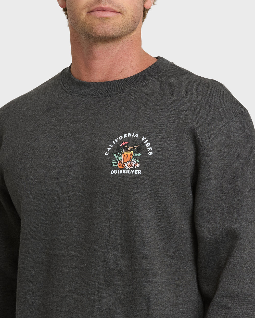 California Vibes Crew Fleece Sweatshirt - Charcoal Grey
