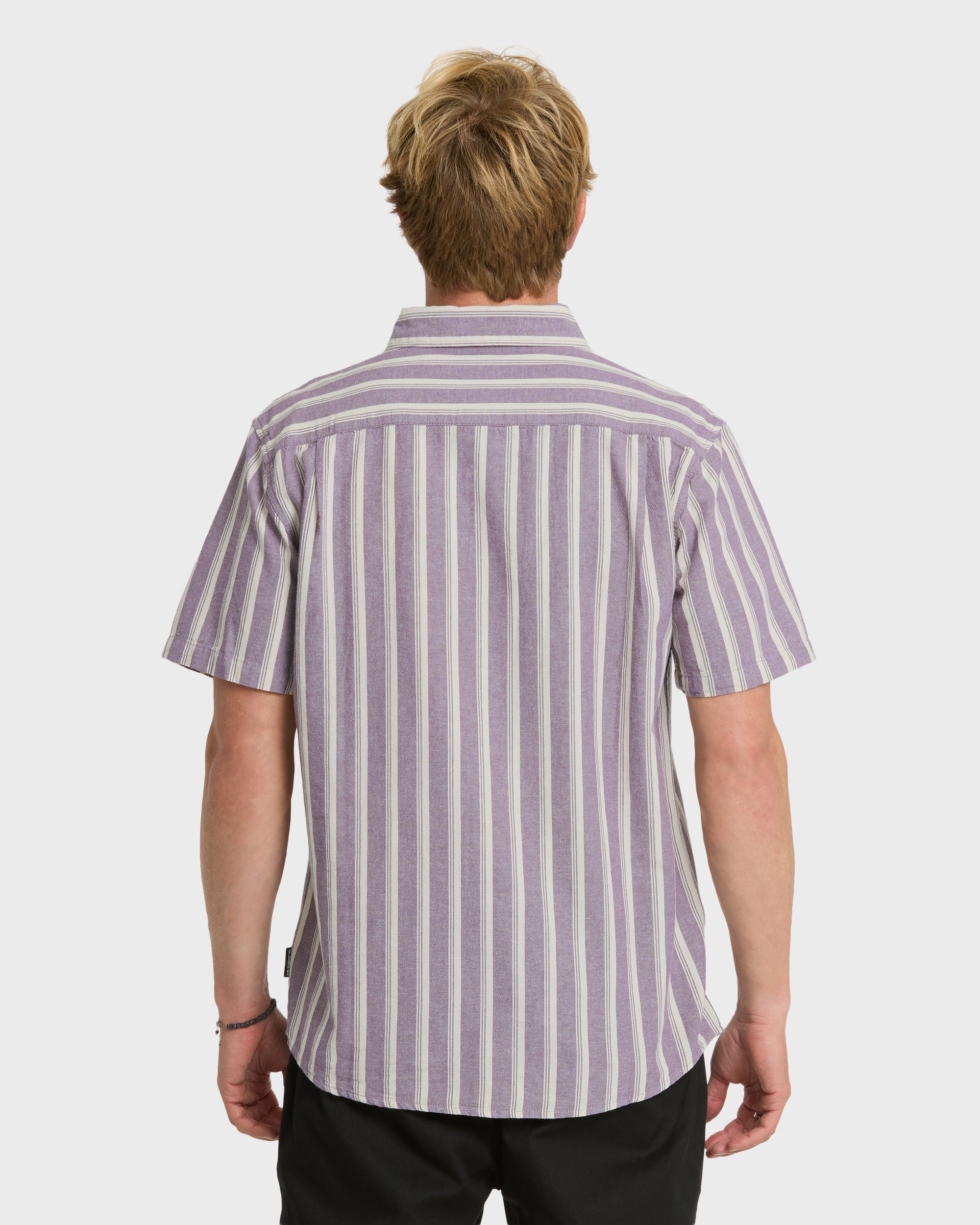 Oxford Stripe Classic Short Sleeve Shirt - Sunset Purple