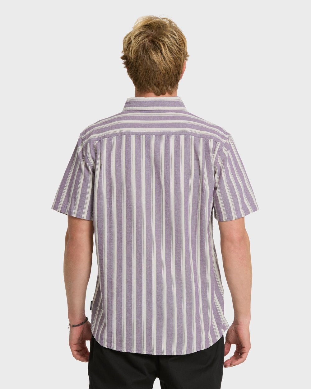 Oxford Stripe Classic Short Sleeve Shirt - Sunset Purple
