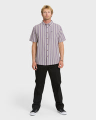 Oxford Stripe Classic Short Sleeve Shirt - Sunset Purple