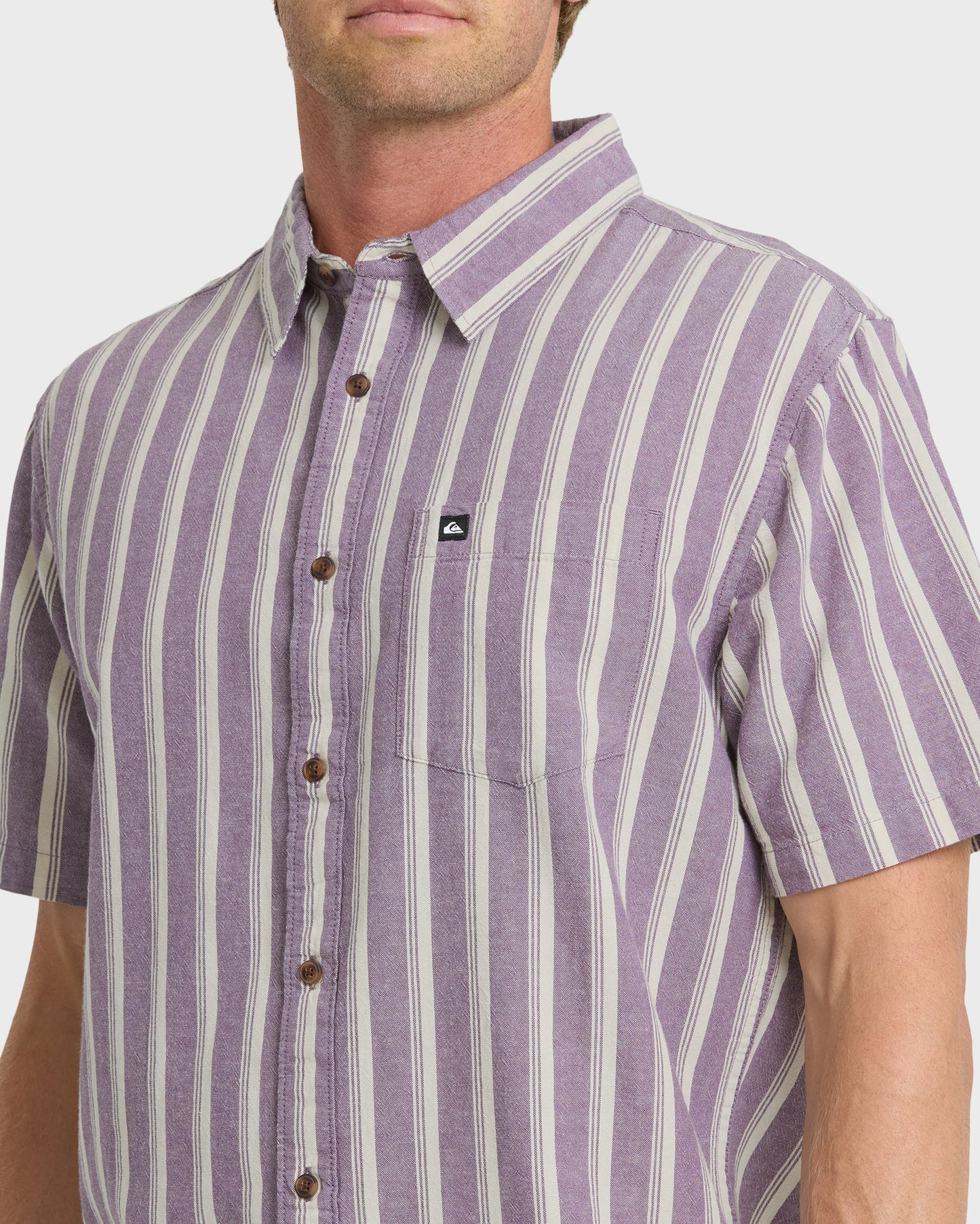 Oxford Stripe Classic Short Sleeve Shirt - Sunset Purple