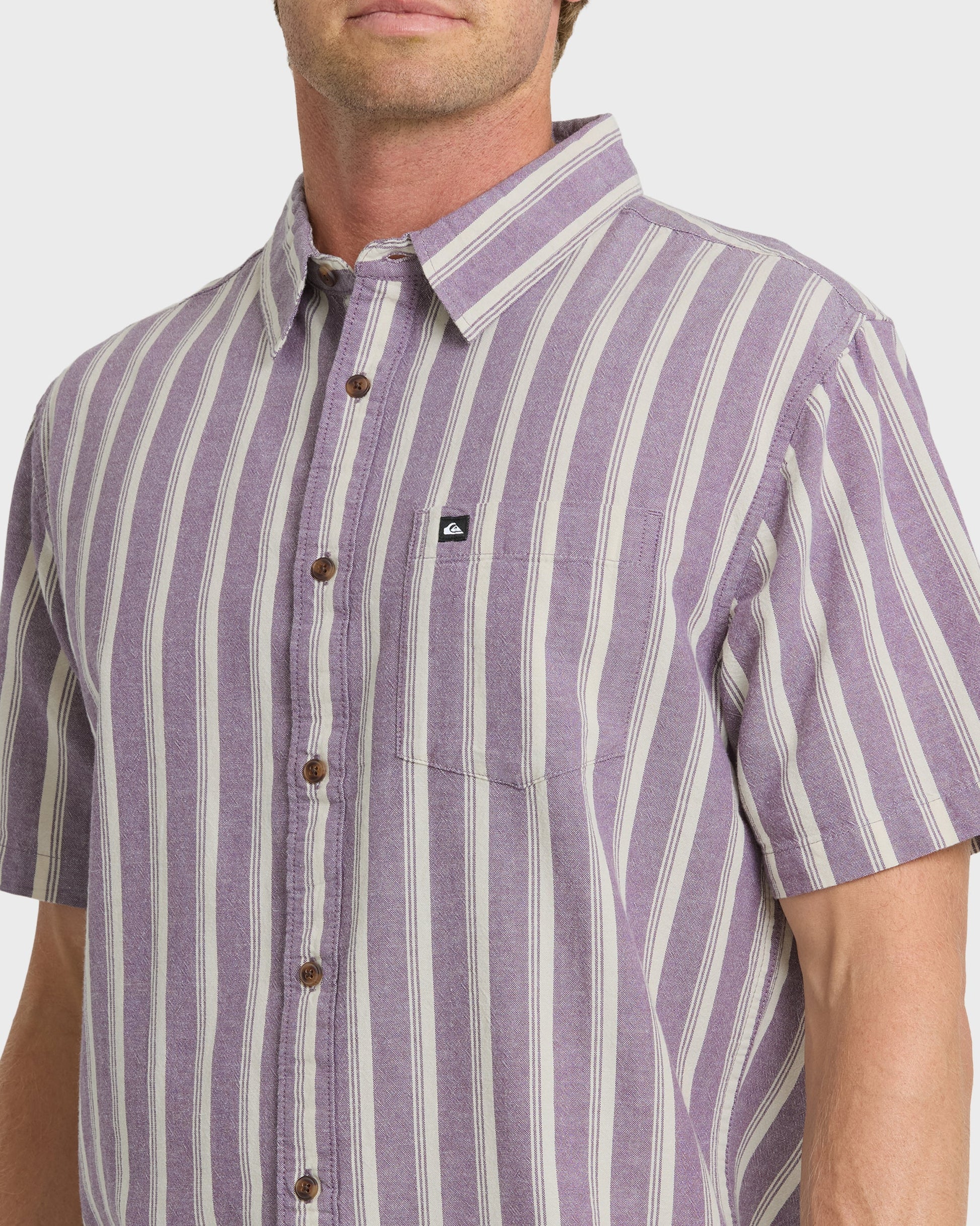 Oxford Stripe Classic Short Sleeve Shirt - Sunset Purple