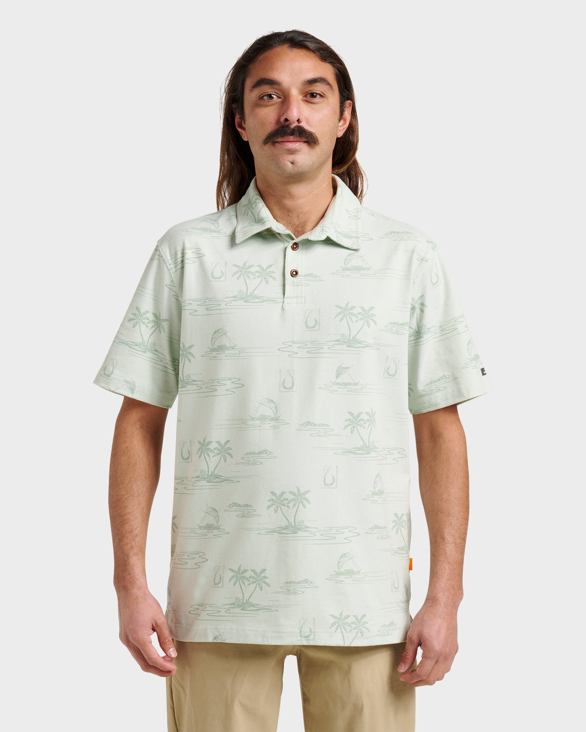 Waterman Island Daze Polo T-Shirt - Smoke Heahter
