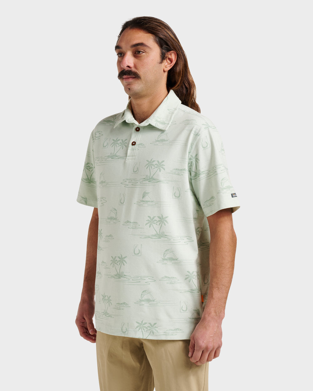 Waterman Island Daze Polo T-Shirt - Smoke Heahter