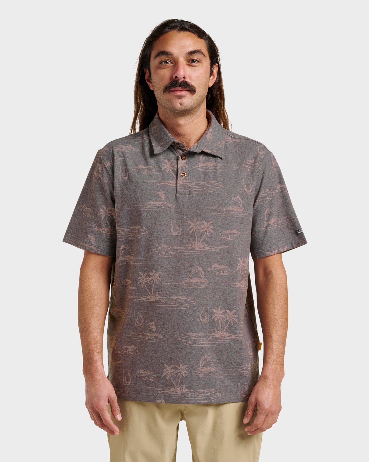 Waterman Island Daze Polo T-Shirt - Phantom Heather