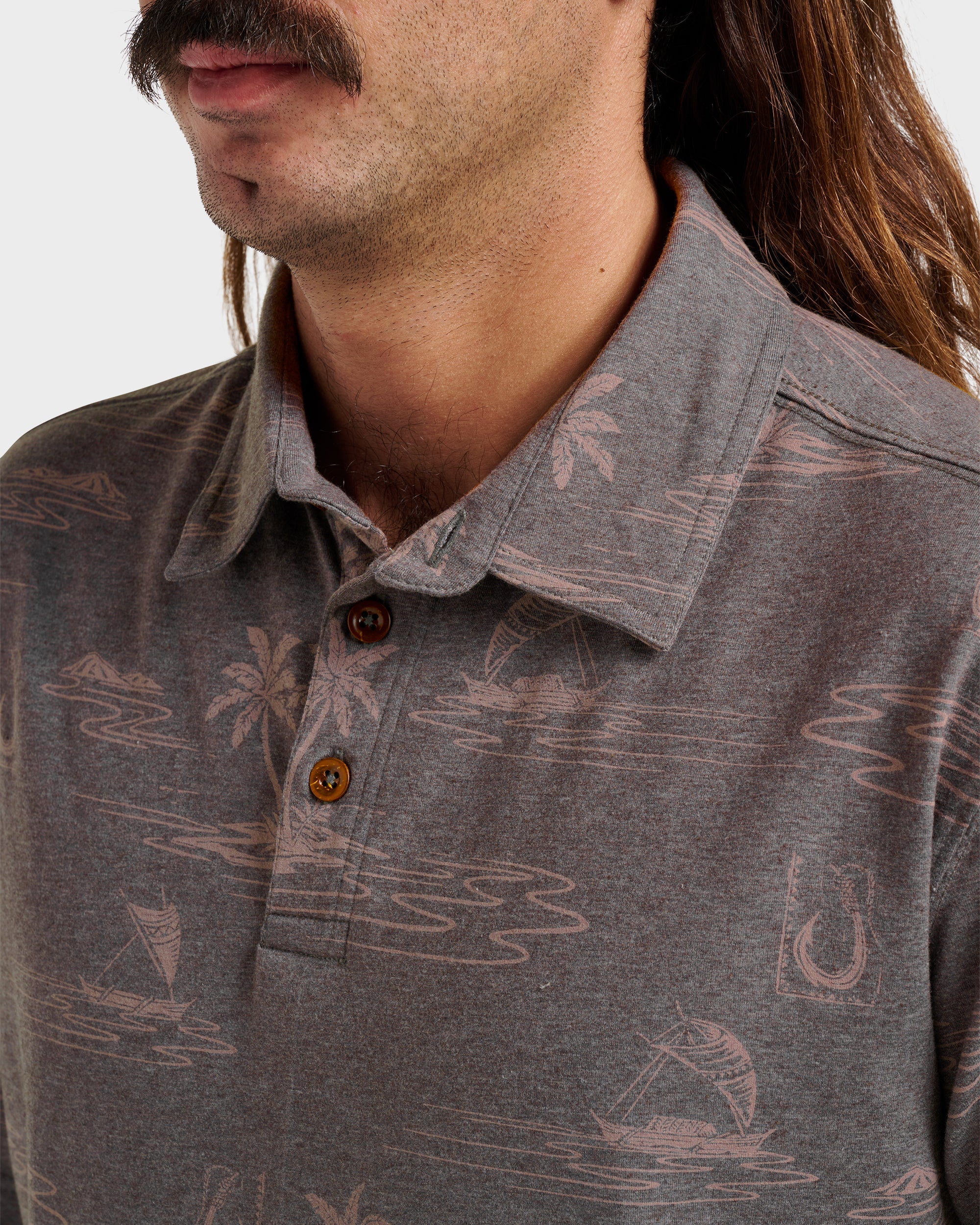 Waterman Island Daze Polo T-Shirt - Phantom Heather