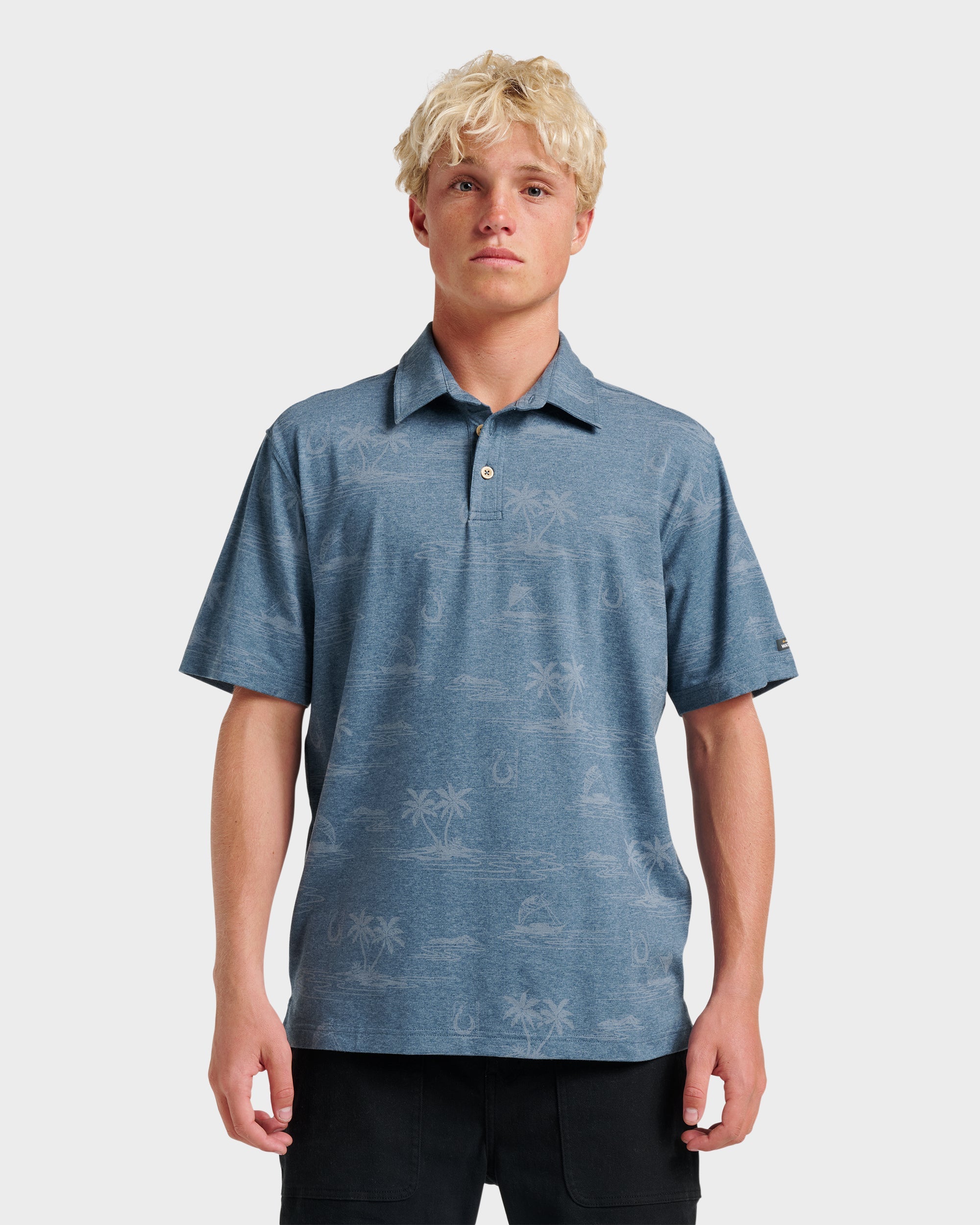 Waterman Island Daze Polo T-Shirt - Real Teal Heather