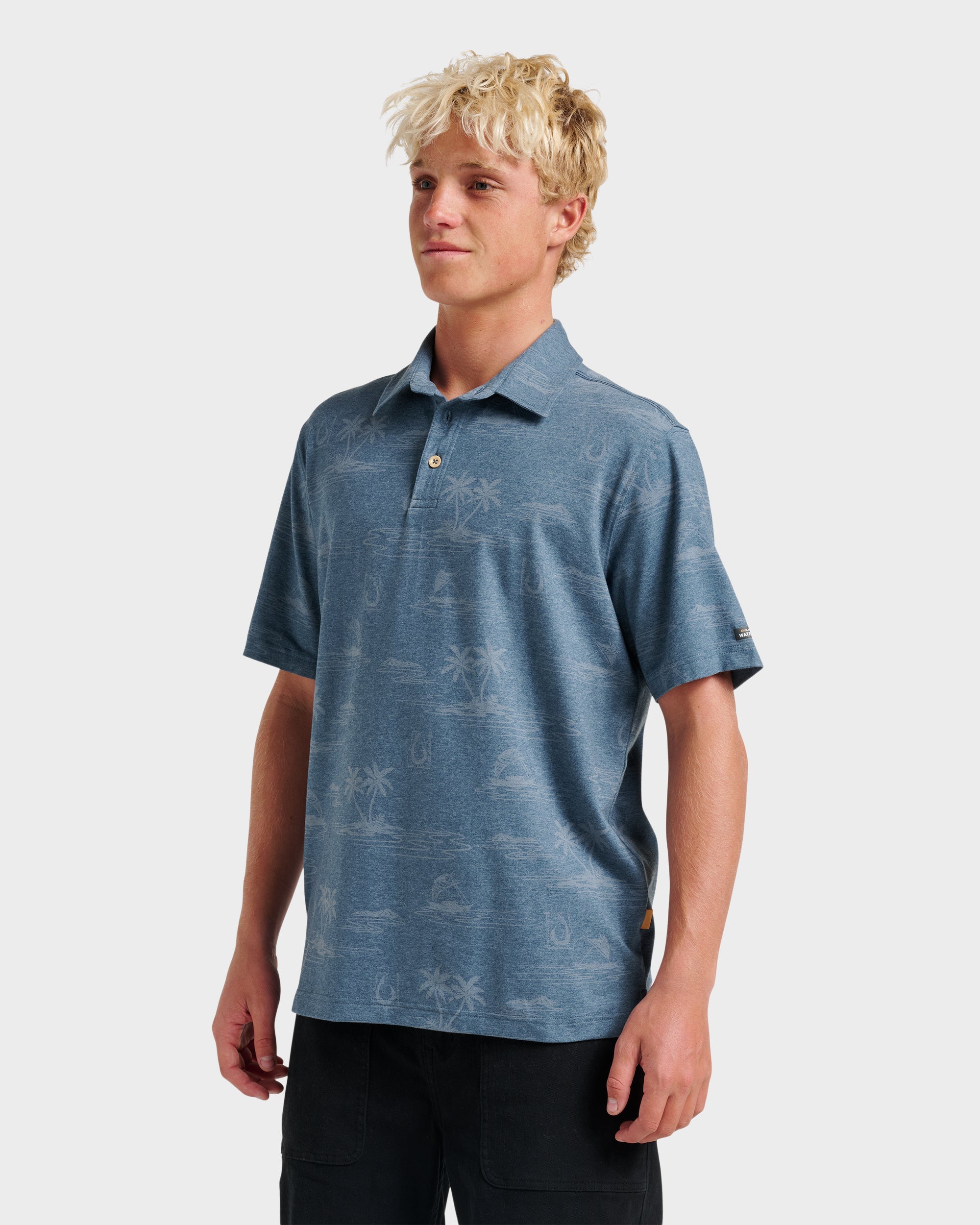 Waterman Island Daze Polo T-Shirt - Real Teal Heather