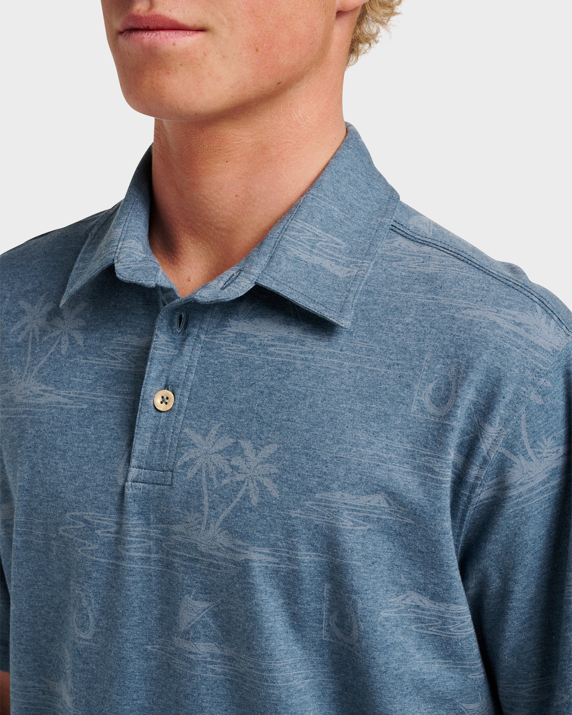 Waterman Island Daze Polo T-Shirt - Real Teal Heather