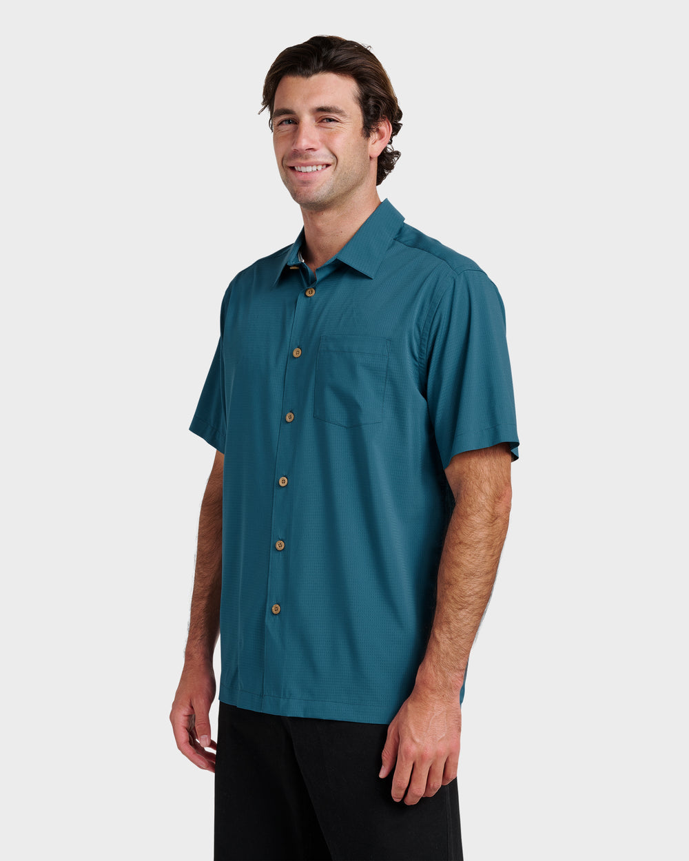 Chaser Short Sleeve Woven Shirt - Real Teal