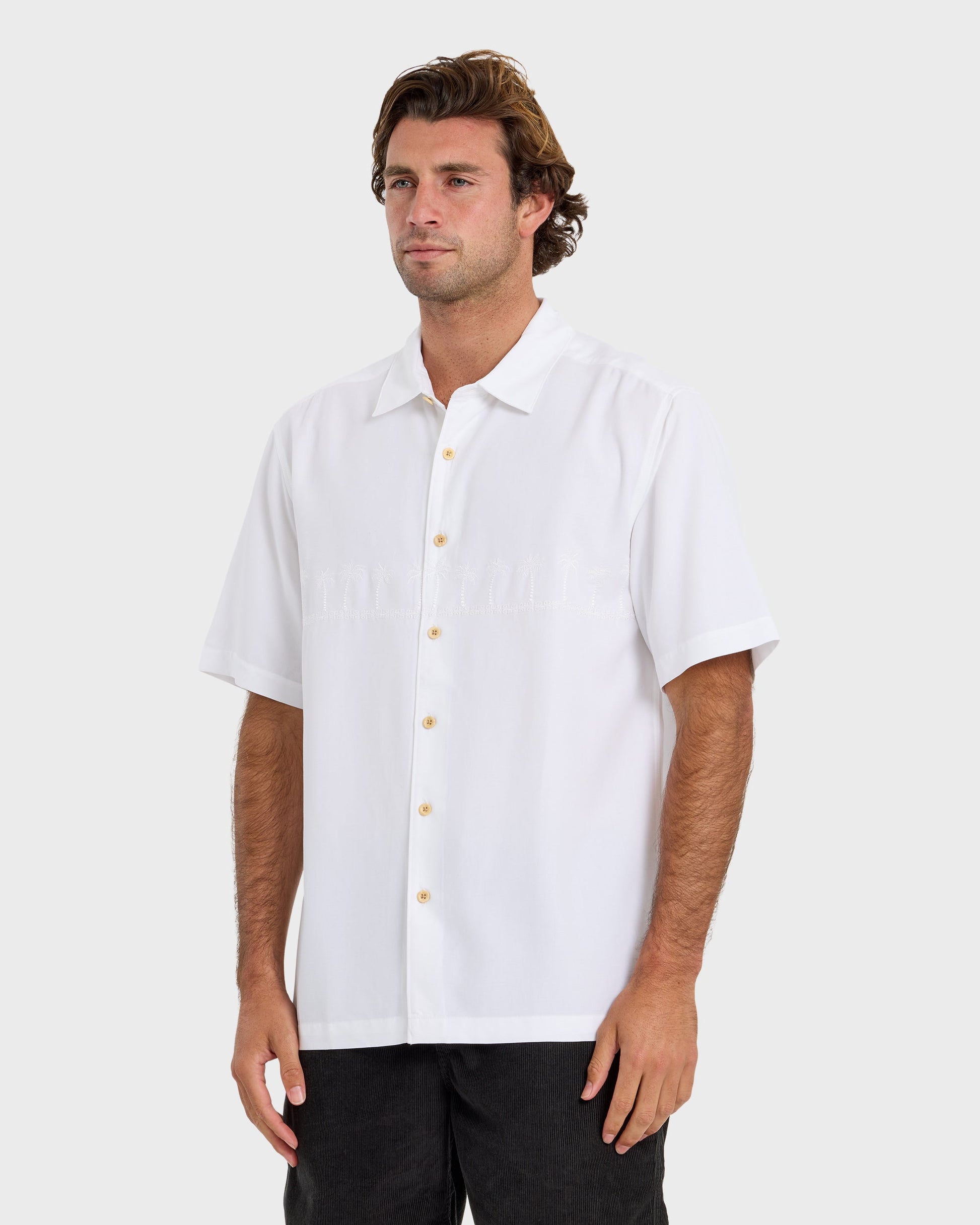 Waterman Tahiti Palms Premium Anti-Wrinkle Shirt - White