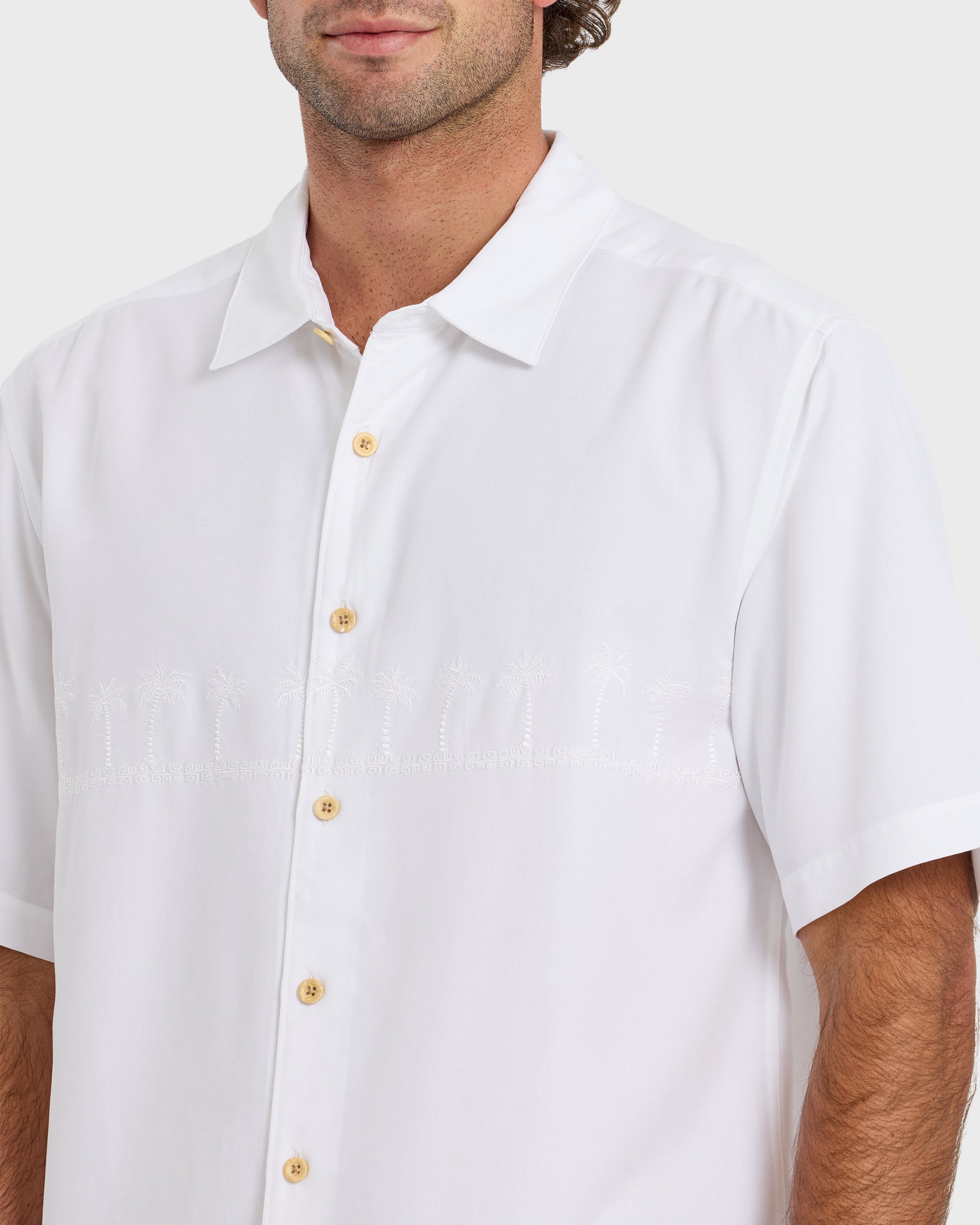 Waterman Tahiti Palms Premium Anti-Wrinkle Shirt - White