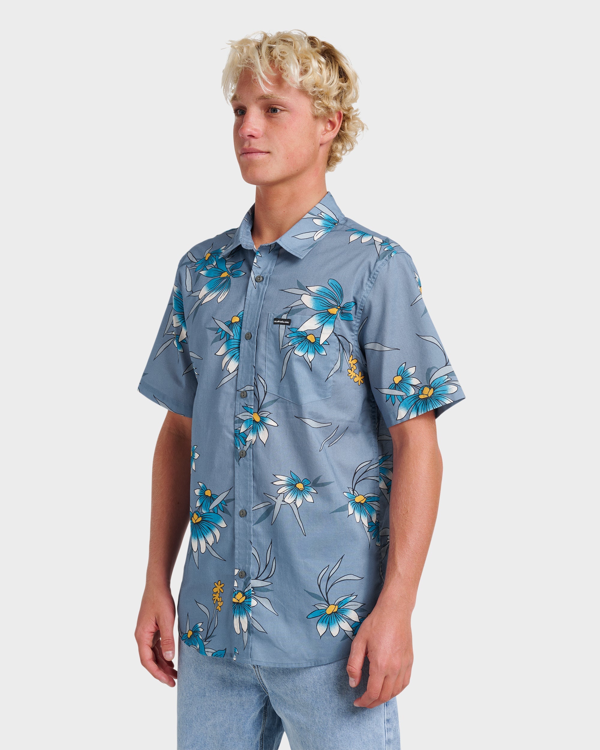 Costal Flora Classic Short Sleeve Shirt - Coronet Blue
