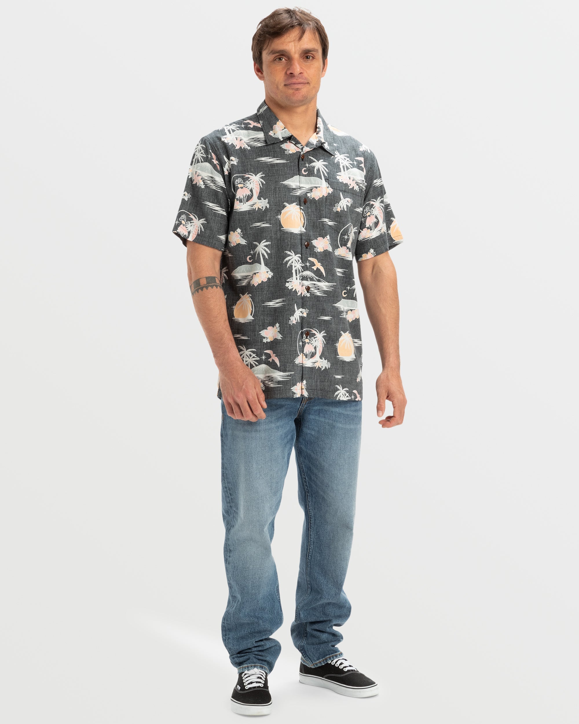 DNA Destination Island Short Sleeve Shirt - Black