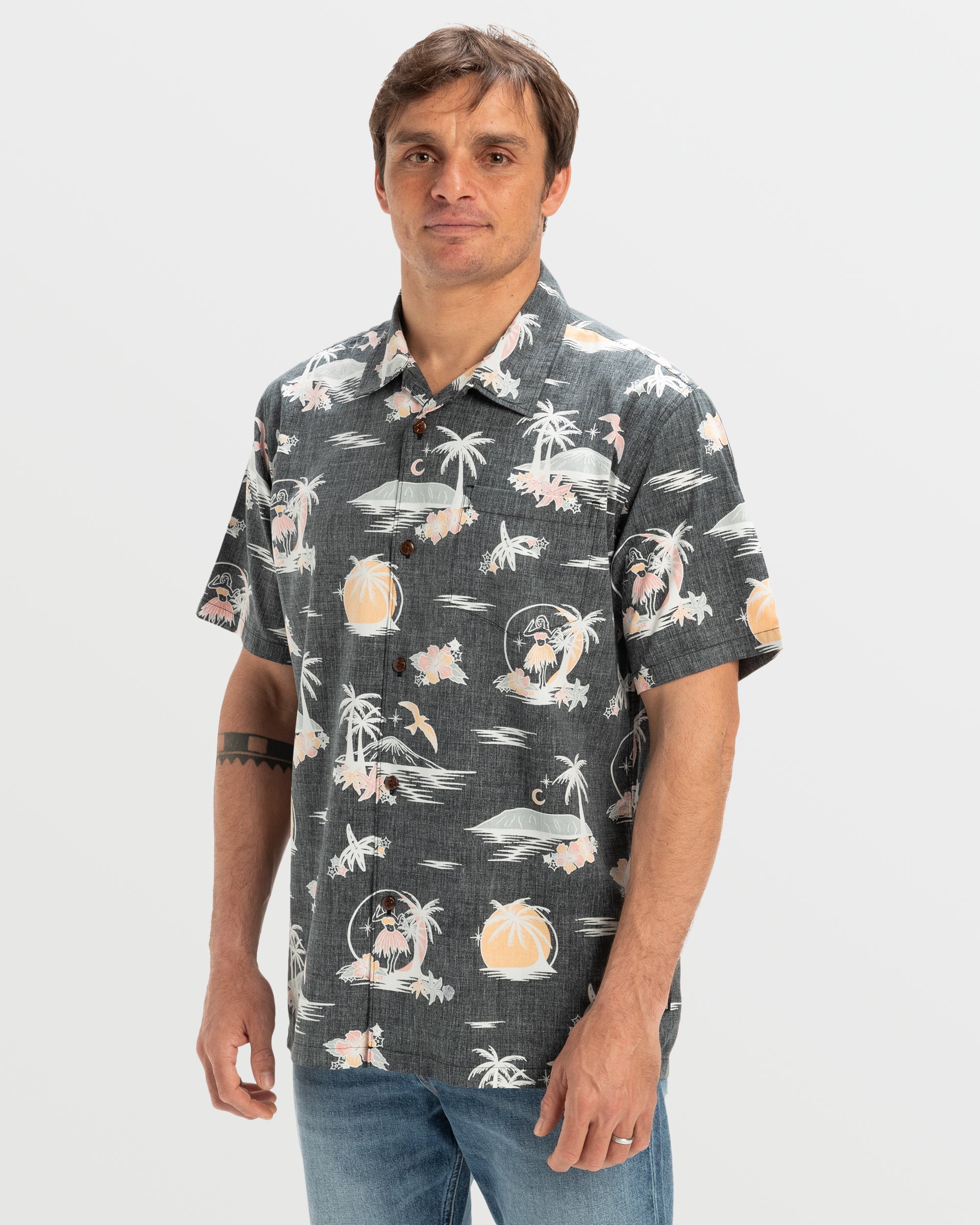 DNA Destination Island Short Sleeve Shirt - Black