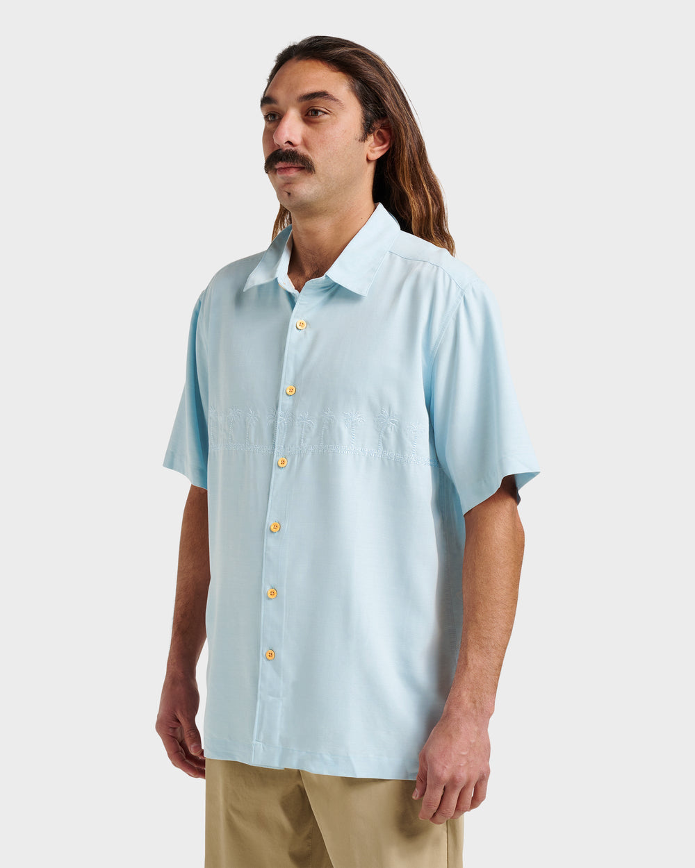 Waterman Tahiti Palms Premium Anti-Wrinkle Shirt - Sterling Blue