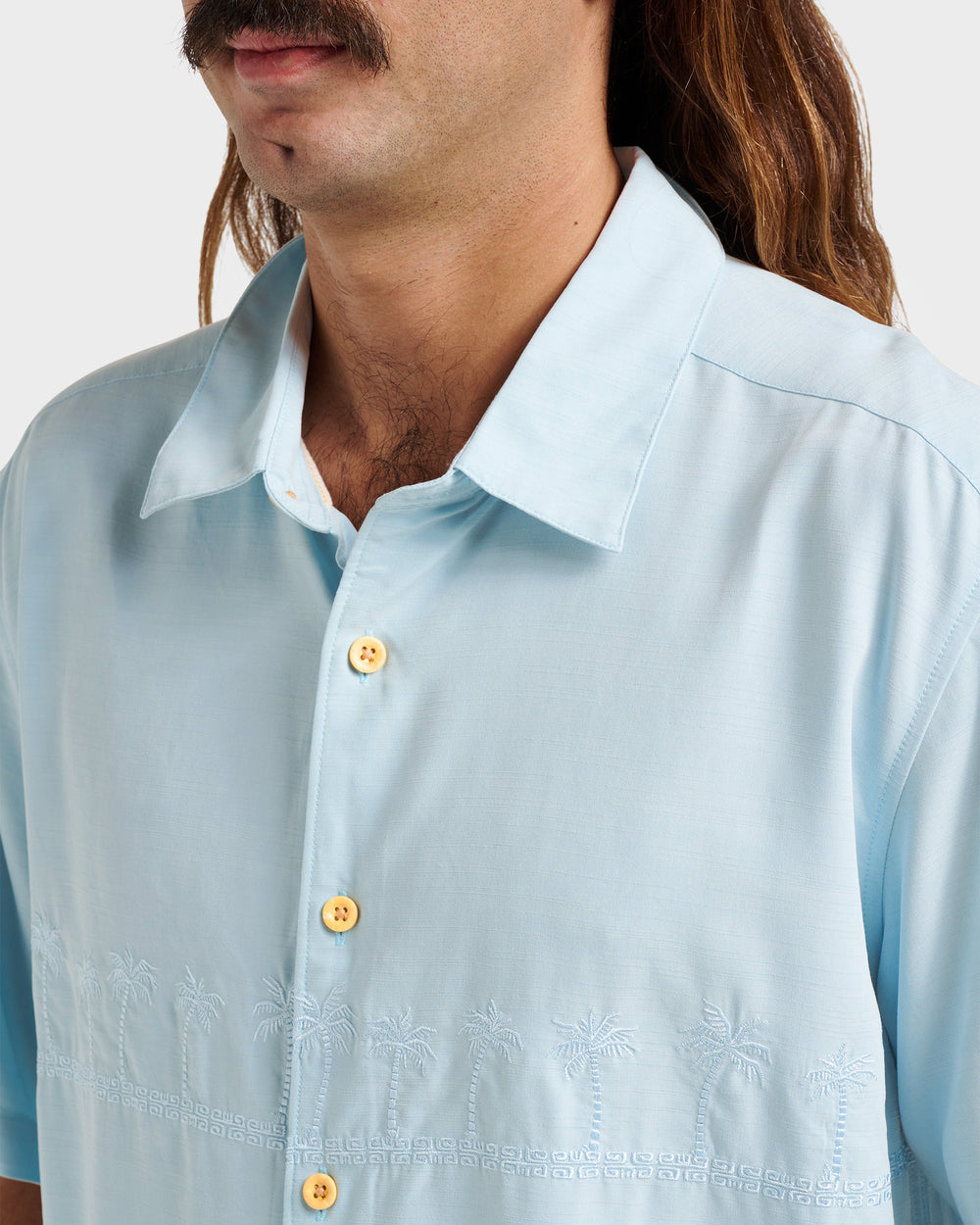 Waterman Tahiti Palms Premium Anti-Wrinkle Shirt - Sterling Blue