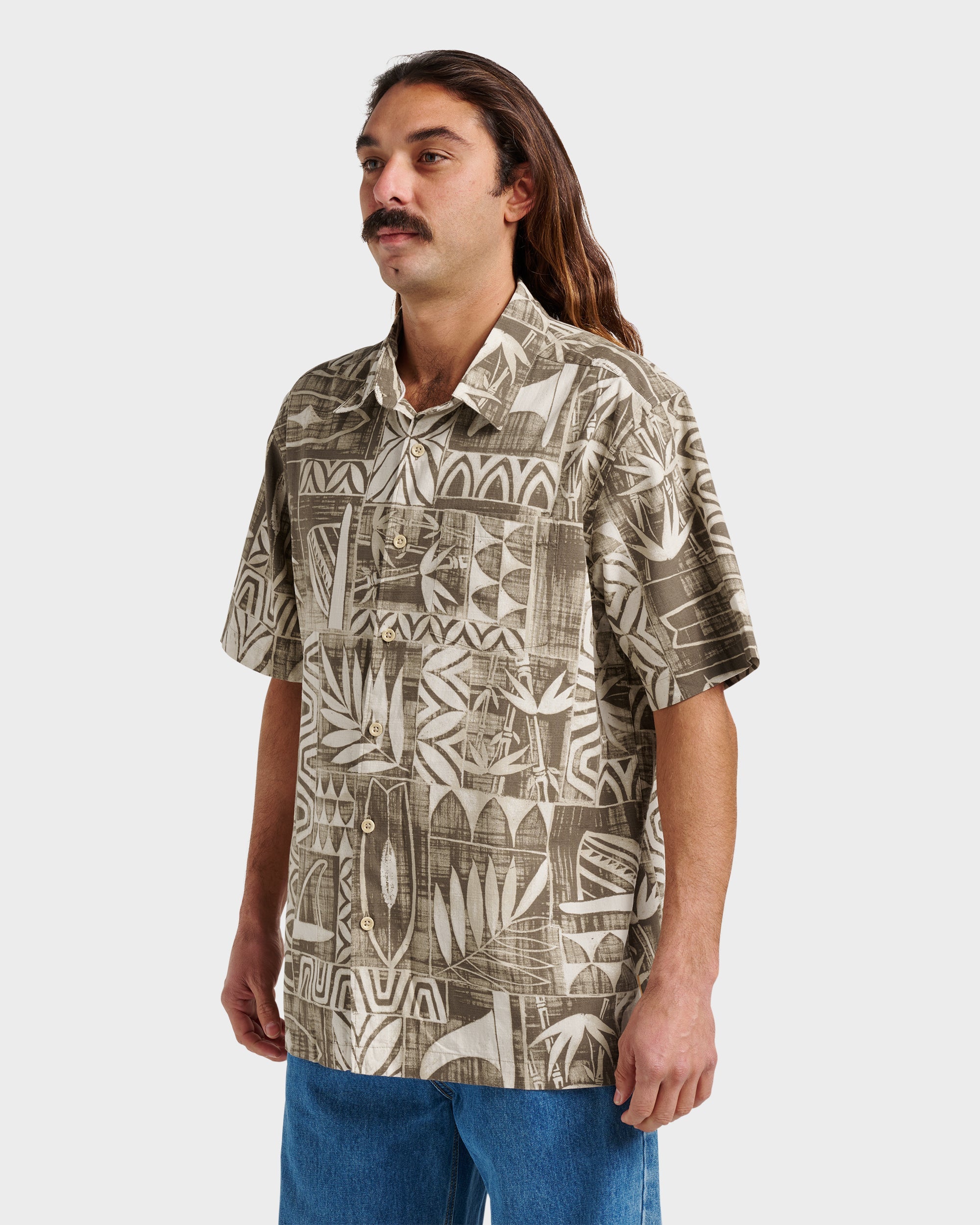 Waterman Talk Story Short Sleeve Shirt - Moonbeam