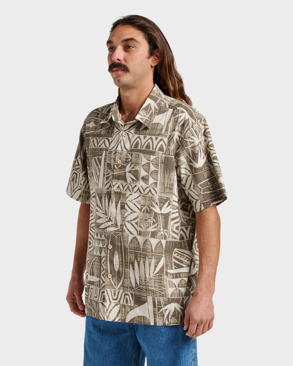 Waterman Talk Story Short Sleeve Shirt - Moonbeam