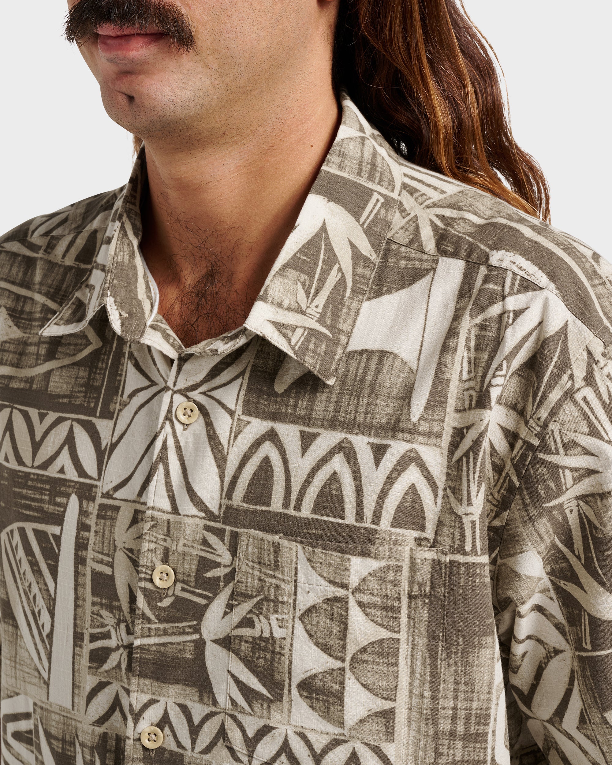 Waterman Talk Story Short Sleeve Shirt - Moonbeam
