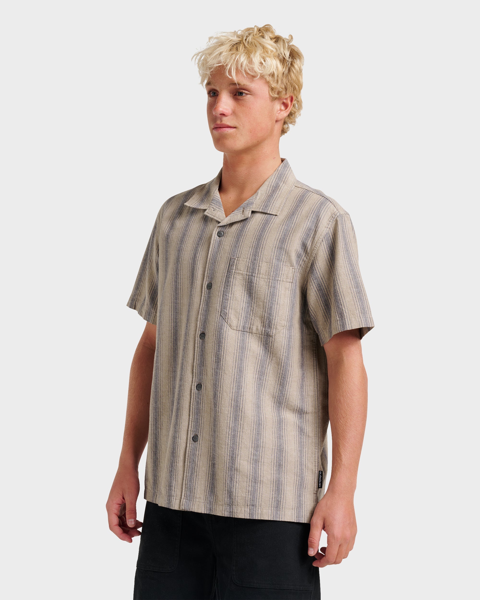 Oxford Stripe Casual Short Sleeve Shirt - Fallen Rock