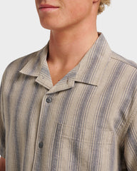 Oxford Stripe Casual Short Sleeve Shirt - Fallen Rock