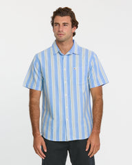 Oxford Stripe Classic Short Sleeve Shirt - Azure