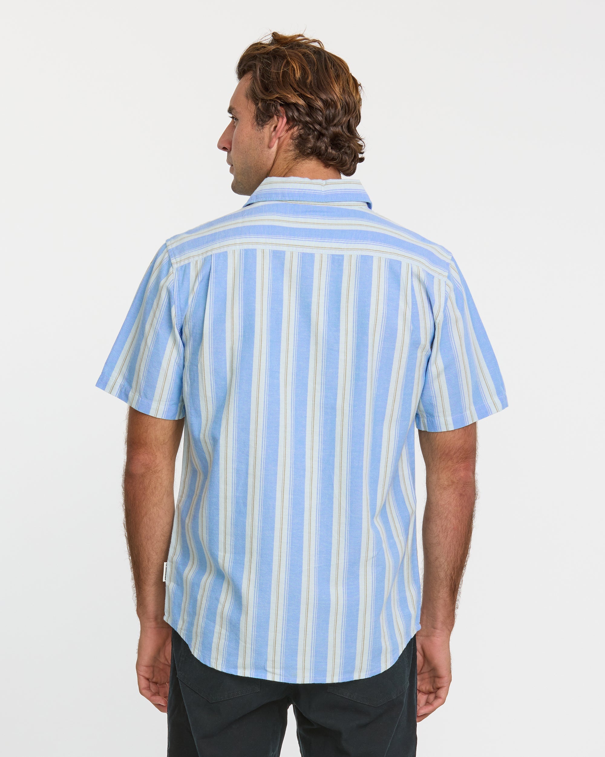 Oxford Stripe Classic Short Sleeve Shirt - Azure