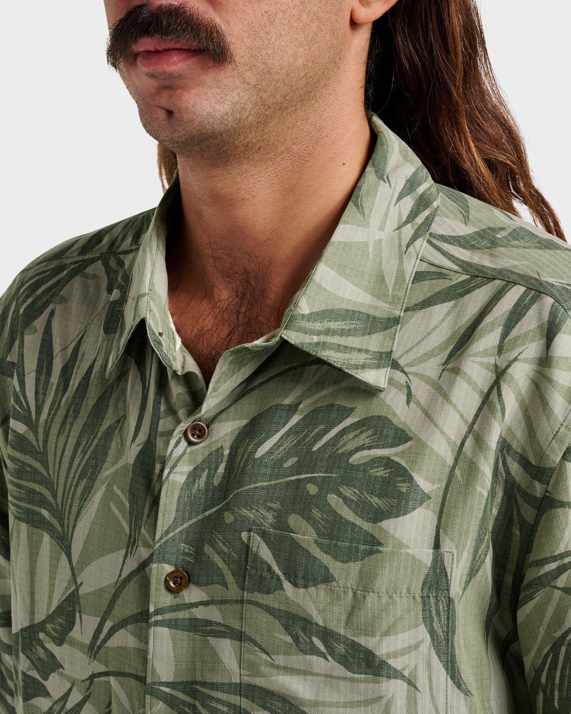 Waterman Botanical Short Sleeve Shirt - Dark Green