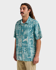 Waterman Talk Story Short Sleeve Shirt - Aqua Sea