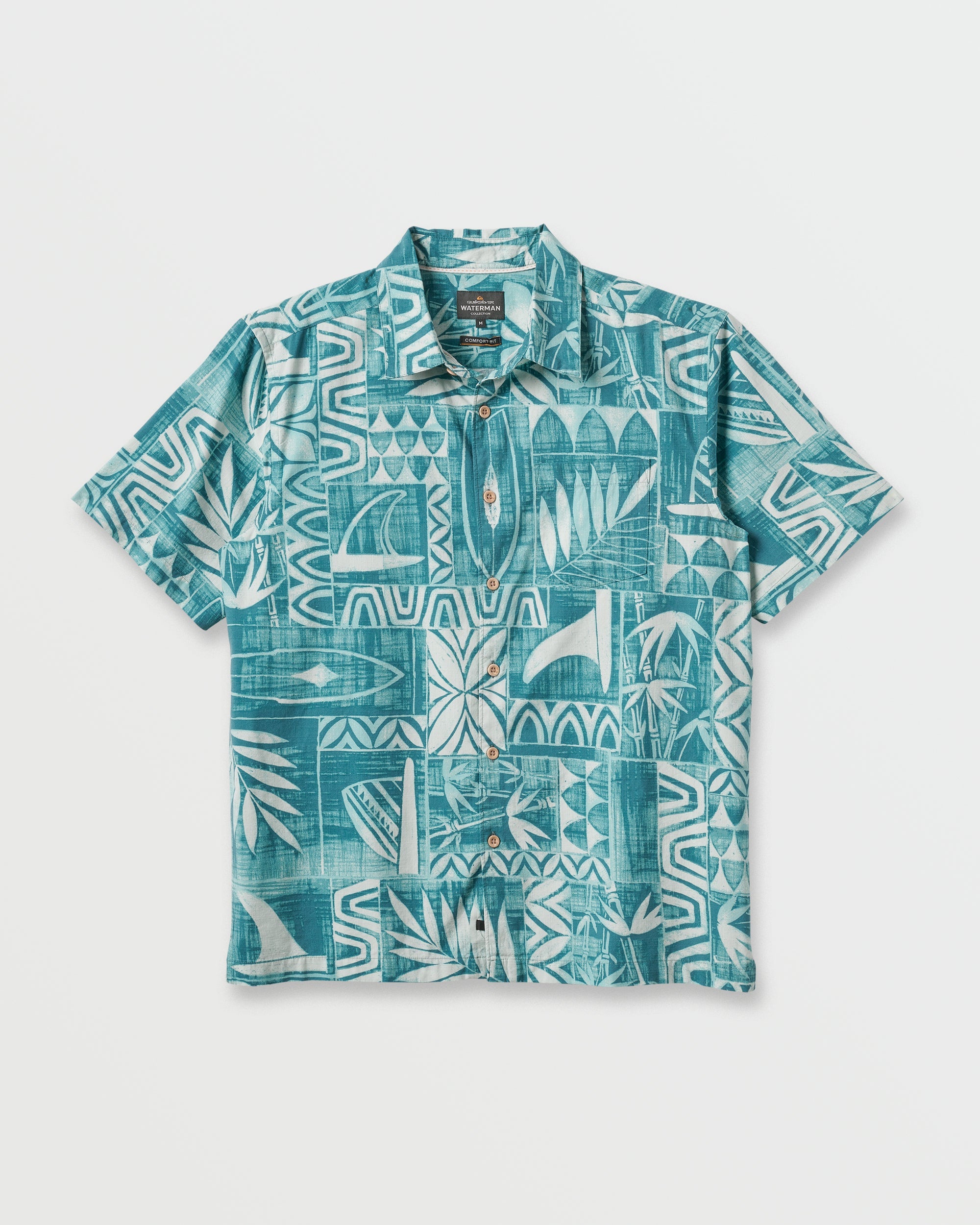 Waterman Talk Story Short Sleeve Shirt - Aqua Sea
