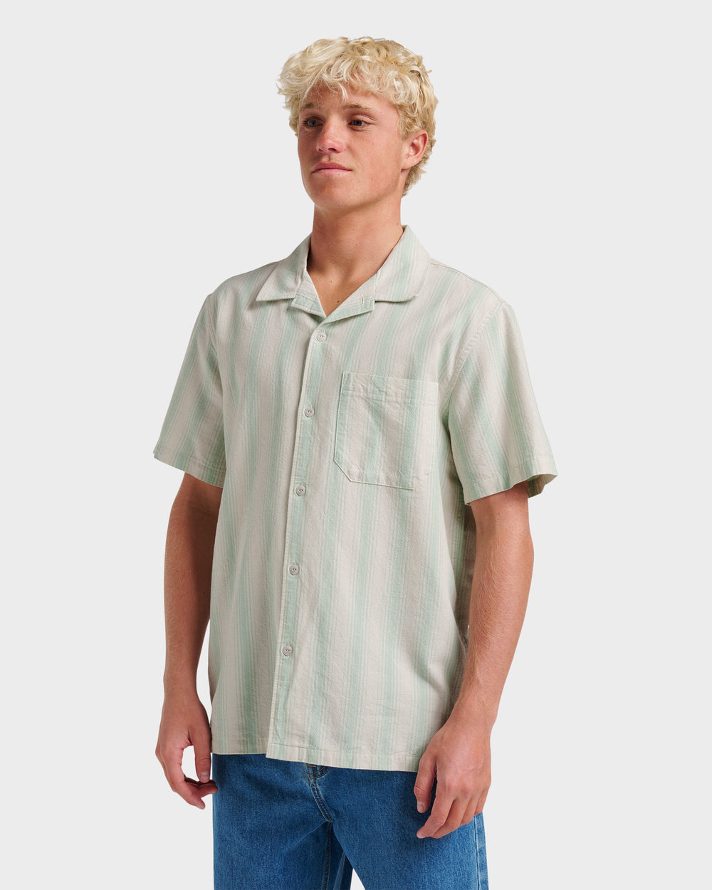 Oxford Stripe Casual Short Sleeve Shirt - Moonstruck