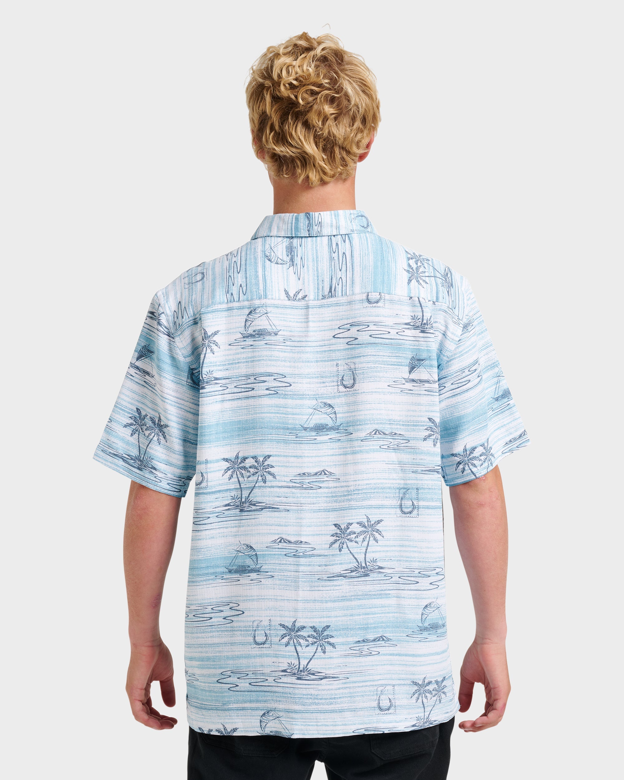 Waterman Island Daze Short Sleeve Shirt - Aqua Sea