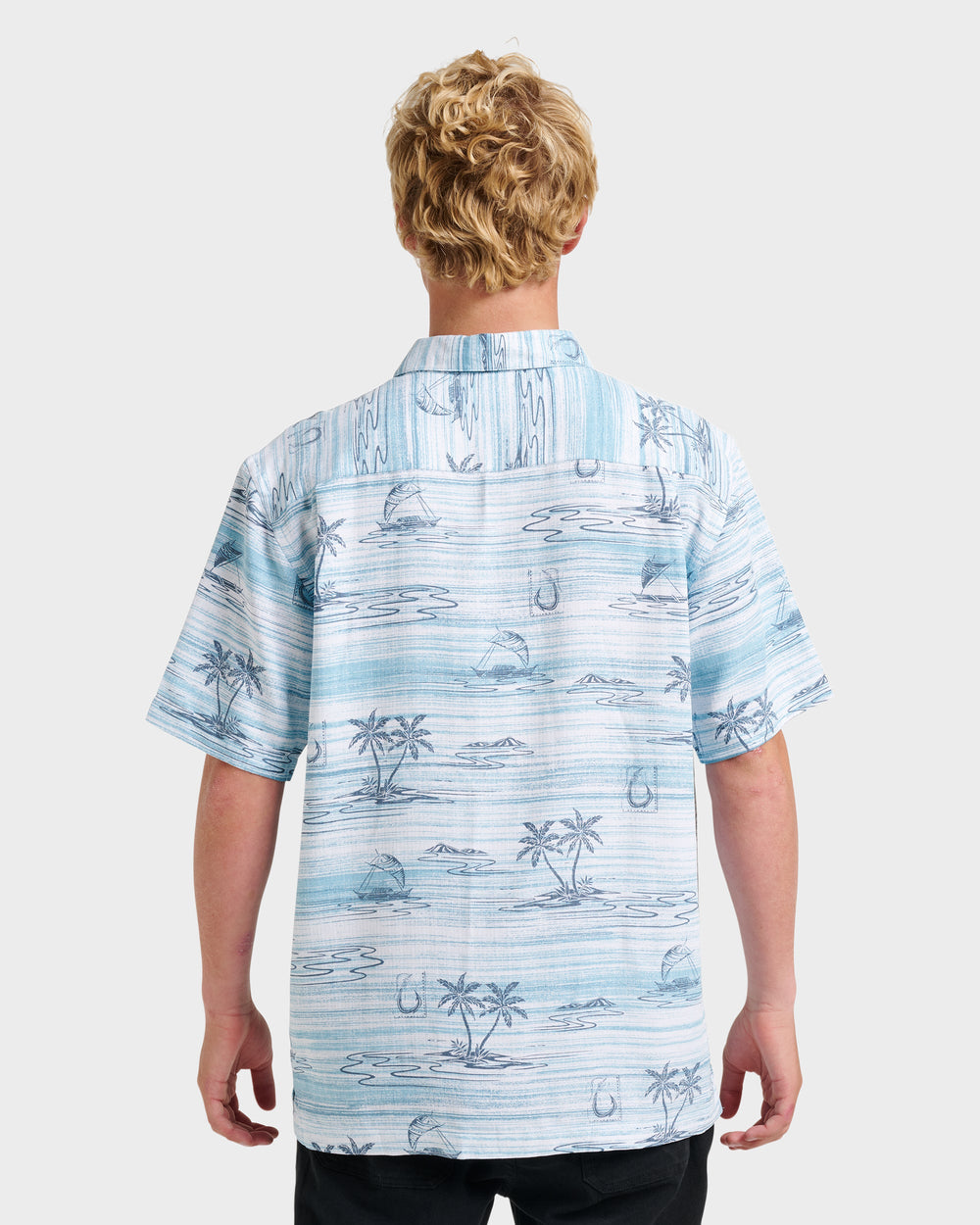 Waterman Island Daze Short Sleeve Shirt - Aqua Sea
